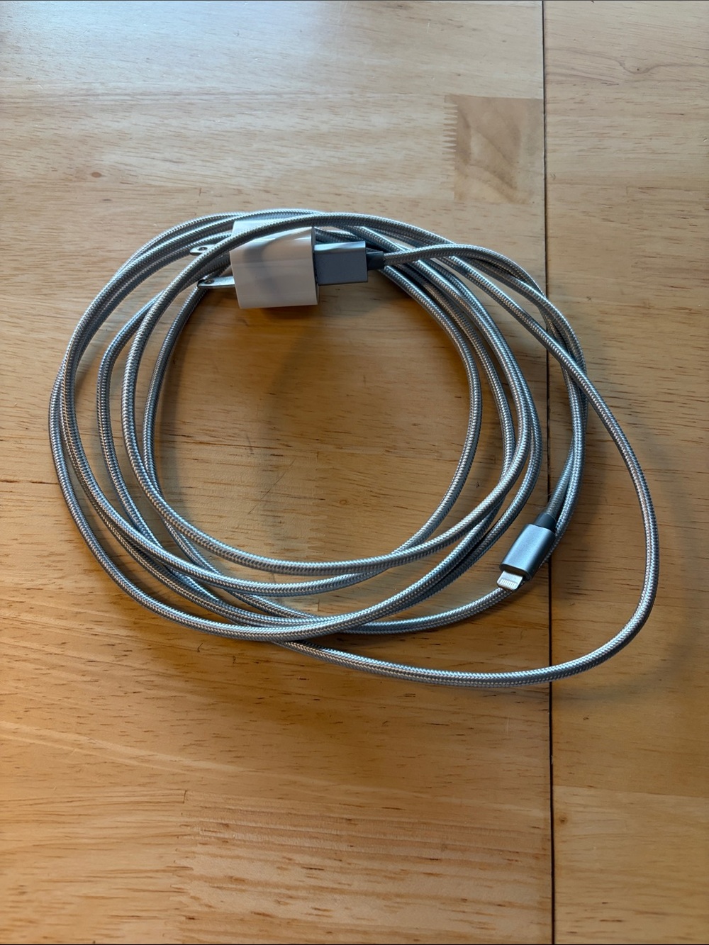 Braided Silver Lightning to USB Cable - Durable Charging Accessory